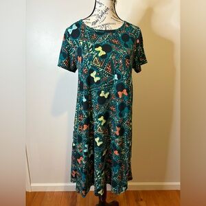 LulaRoe Disney Carly Multicolored Dress, Size  Small (Animal Kingdom Theme)